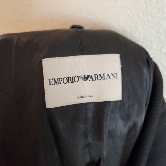 Vintage Emporio Armani Black 100% Wool Long Coat Made in Italy - Picture 2 of 12